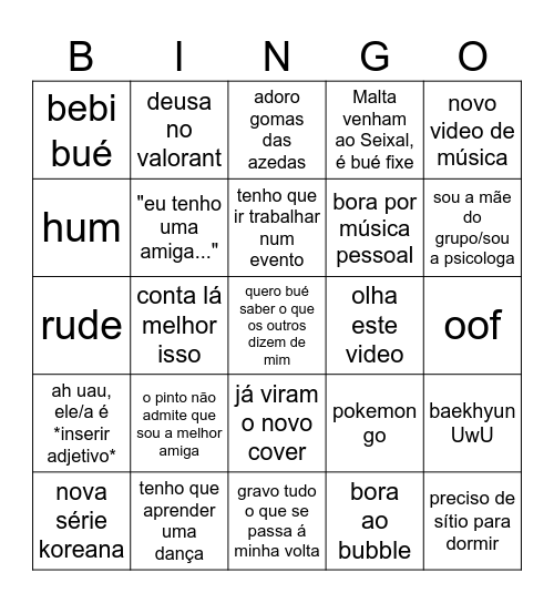 Inês Bingo Card