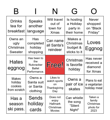 Jingle Mingle Bingo Card