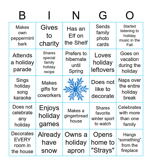 Holiday Bingo Card