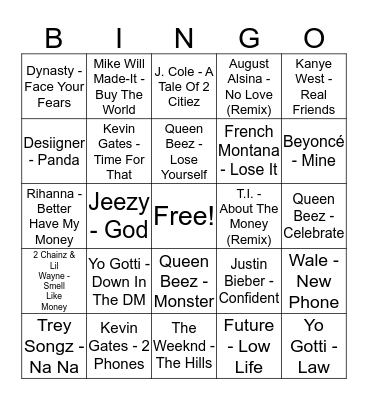 Hip-Hop Bingo Card