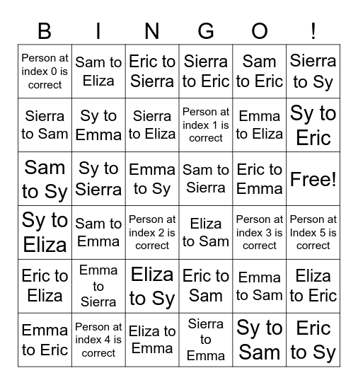 Phoenix Bingo w/ Eliza Bingo Card