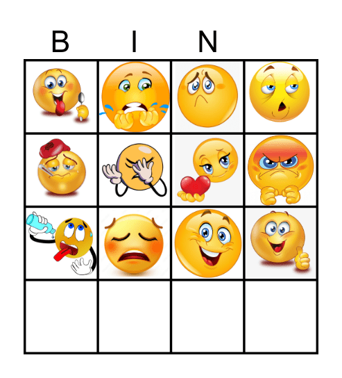 Emotions Bingo Card