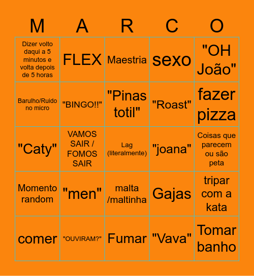 Marco Bingo Card