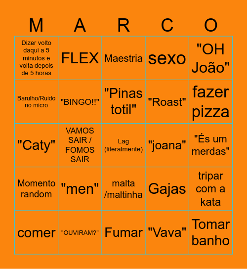 Marco Bingo Card