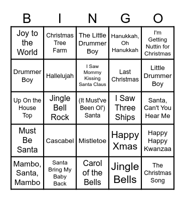 SBMS Holiday Tunes BINGO! Bingo Card
