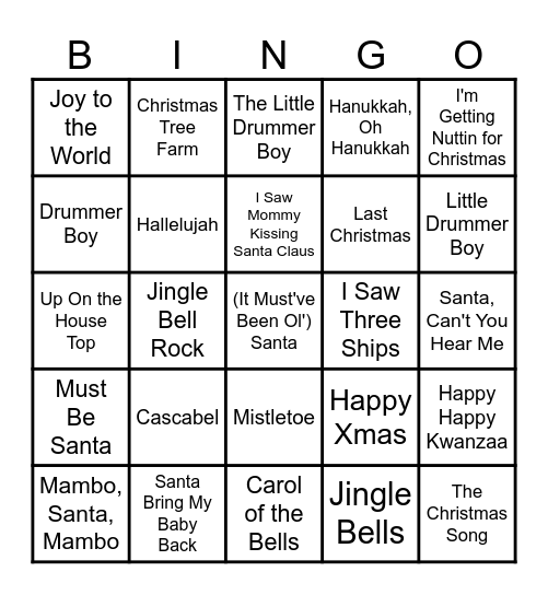 SBMS Holiday Tunes BINGO! Bingo Card