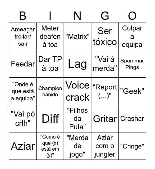 Bingo do Niitz Bingo Card