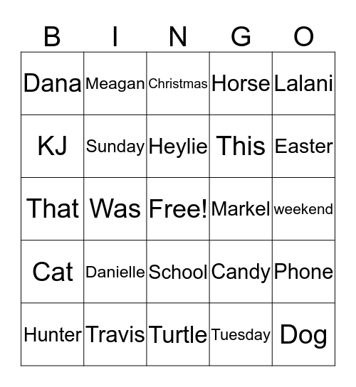 FUN TIME Bingo Card