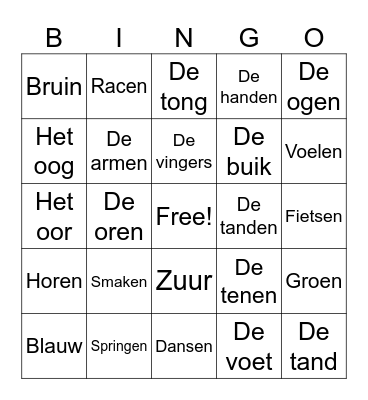 Het lichaam 2 Bingo Card