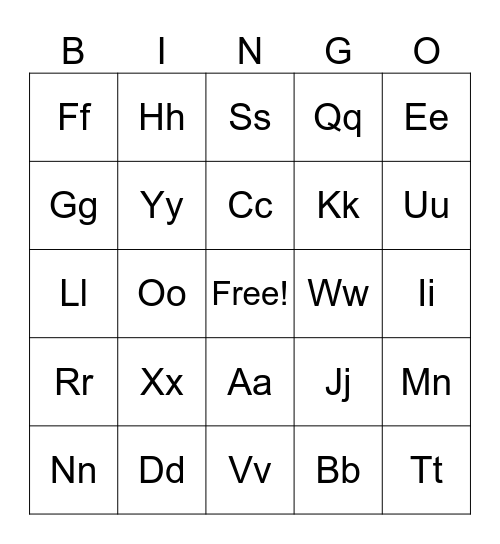 Alphabet Bingo Card