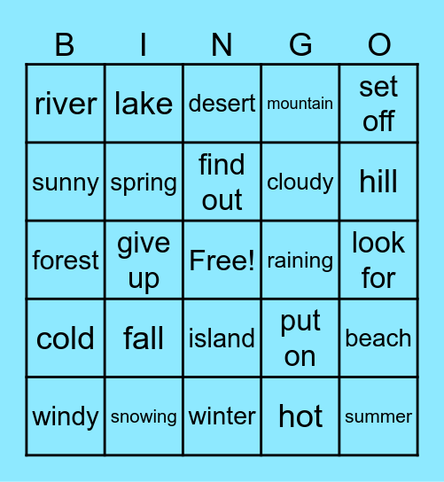 UNIT 10 Bingo Card