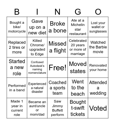 2023 Bingo Card