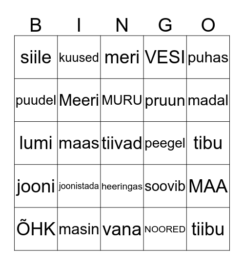 Täishääliku pikkus Bingo Card