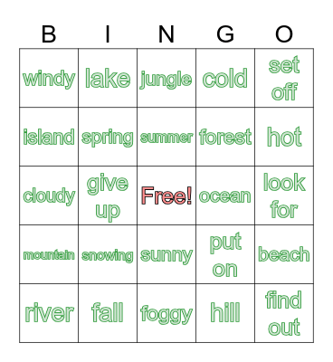 UNIT 10 Bingo Card