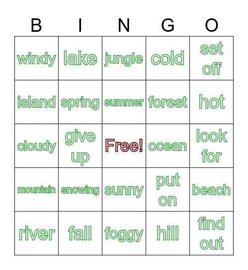 UNIT 10 Bingo Card