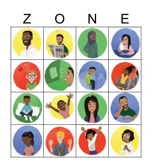 The Zones of Regulation Bingo Card