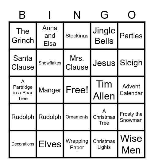 Christmas Bingo Card