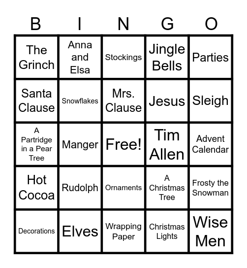 Christmas Bingo Card