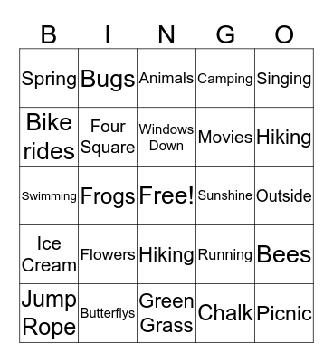 Spring Bingo Card