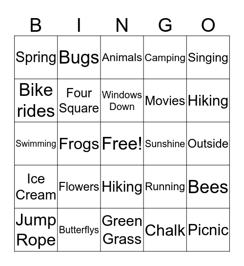 Spring Bingo Card