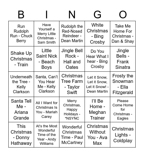 Christmas Music Bingo Card