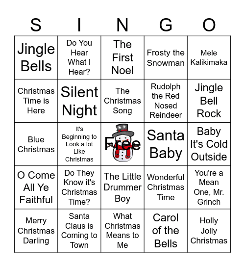Heartland Film Holiday SINGO! Bingo Card