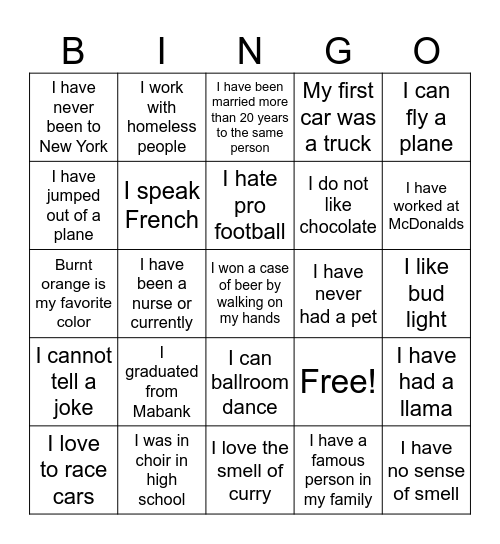 Holiday BINGO Card