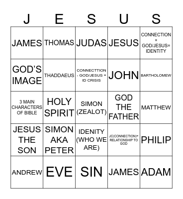 BIBLE BINGO Card