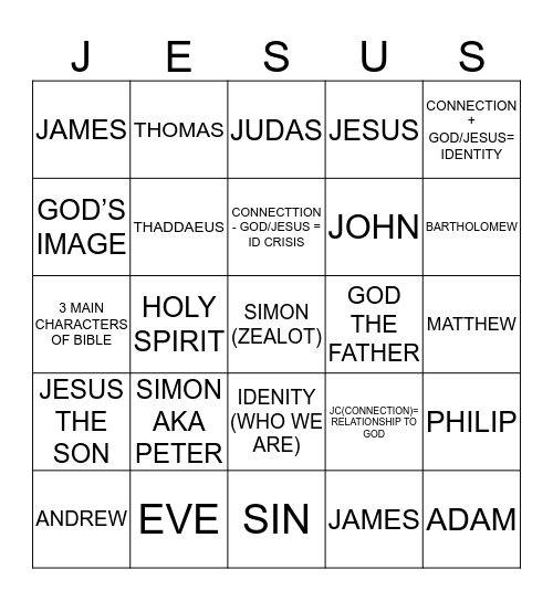 BIBLE BINGO Card