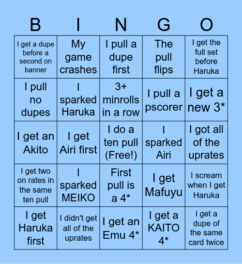 BABY HARUKA Bingo Card