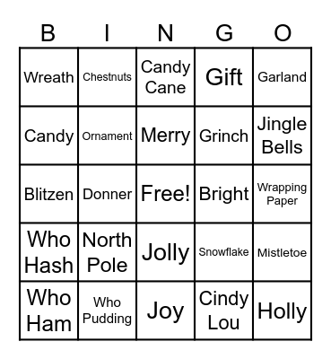 Grinch Bingo Card