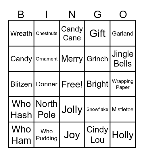 Grinch Bingo Card