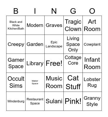 Sims Shell Bingo Card