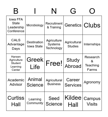 CALS Ambassador BINGO Card