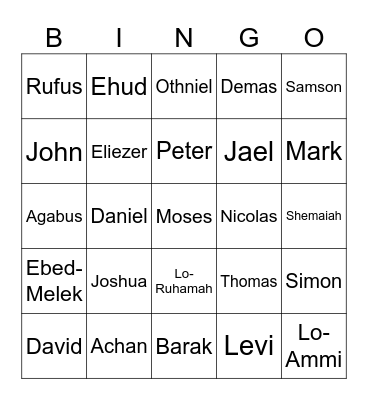 Bible Bingo Bonanza! Bingo Card