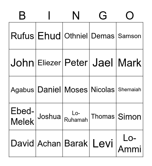 Bible Bingo Bonanza! Bingo Card
