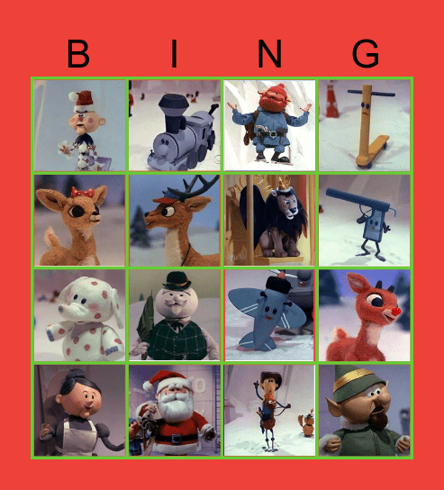Rudolph the Red Nosed Reindeer Bingo Card