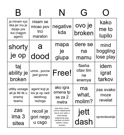 Valorant Egon Bingo Card