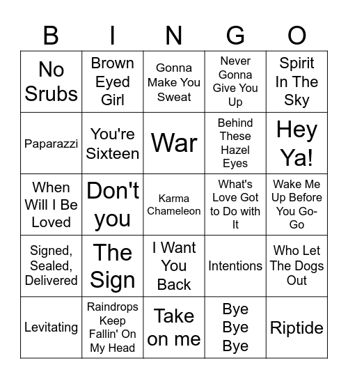Five-0-Five Music Bingo - Pop Through Ages 2 Bingo Card