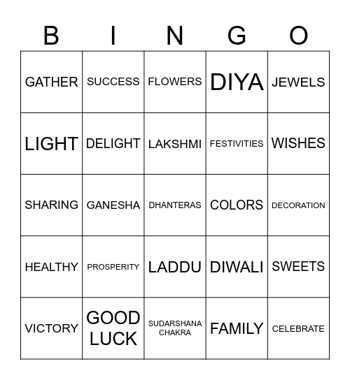 VHE Diwali Bingo Card