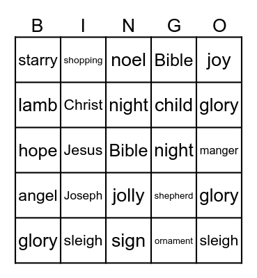 CHRISTMAS Bingo Card