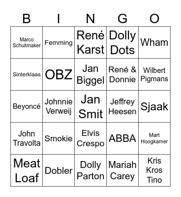 Muziekronde Bingo Card