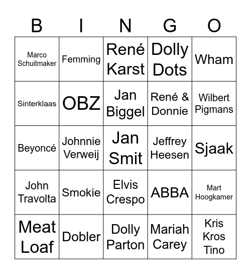 Muziekronde Bingo Card