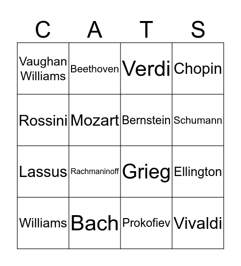 Composers Bingo Card