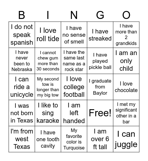 Holiday BINGO Card