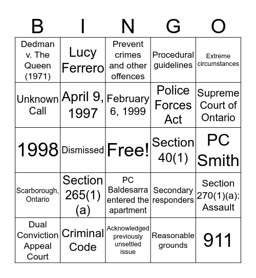 R. v. Godoy Bingo Card