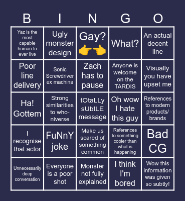 Dr Who Bingo Card