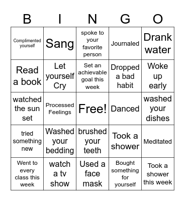 Mental Health Bingo! Bingo Card