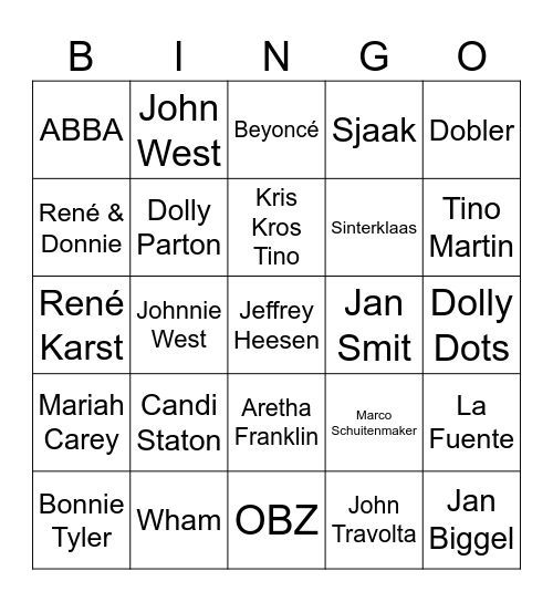 Muziekronde Bingo Card