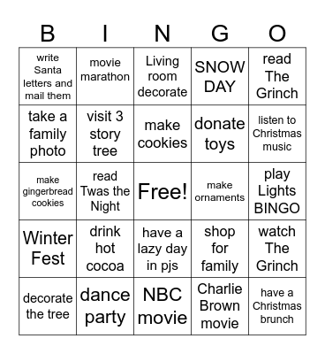 Christmas BINGO Card